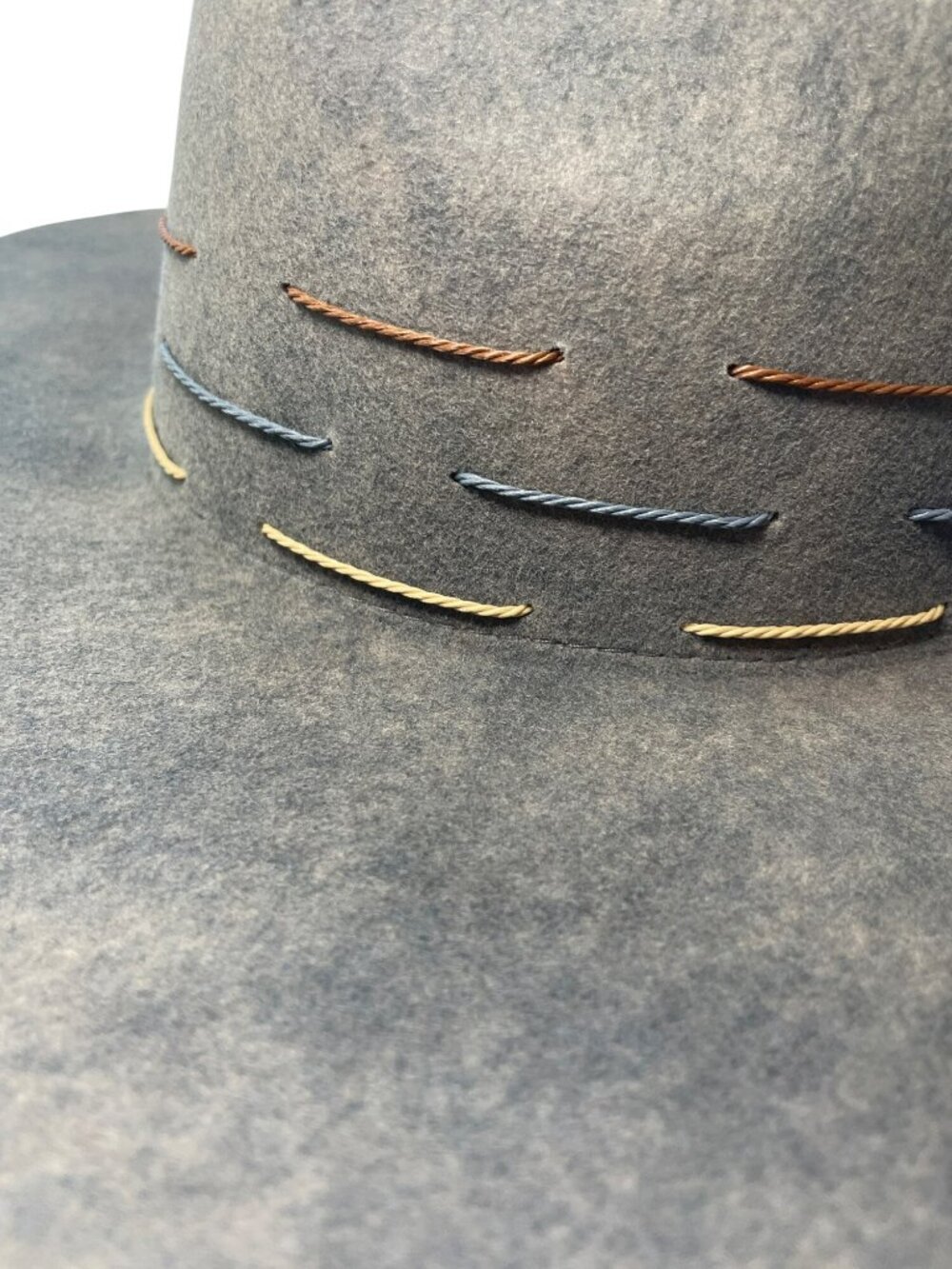 Eric Javits Wool Hat Pike Smoke Felt Fedora Stitch Detail Size Medium WNT - Picture 4 of 9